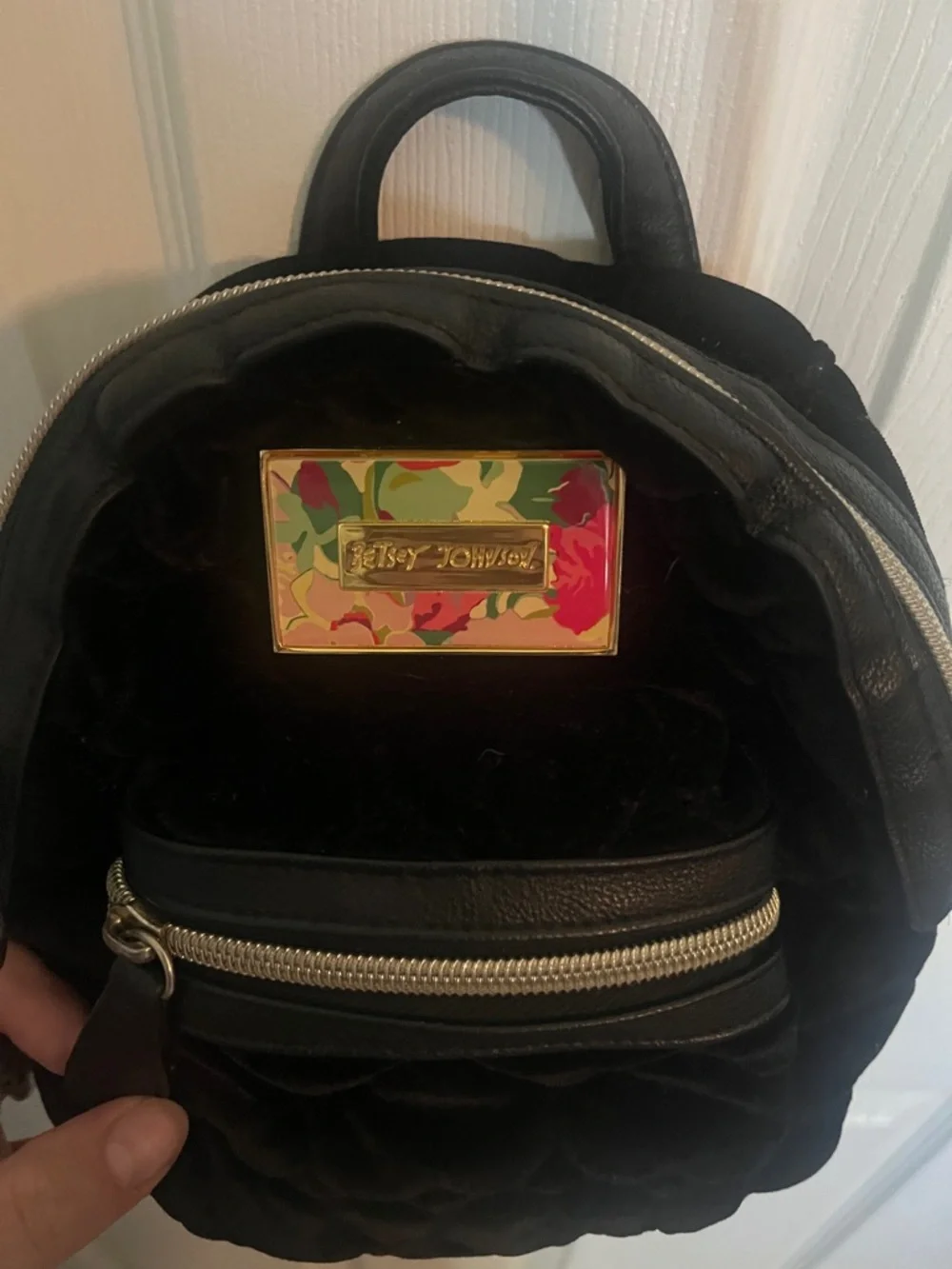 Betsey Johnson Small Black Mini Backpack Crossbody Bag - Picture 3 of 4